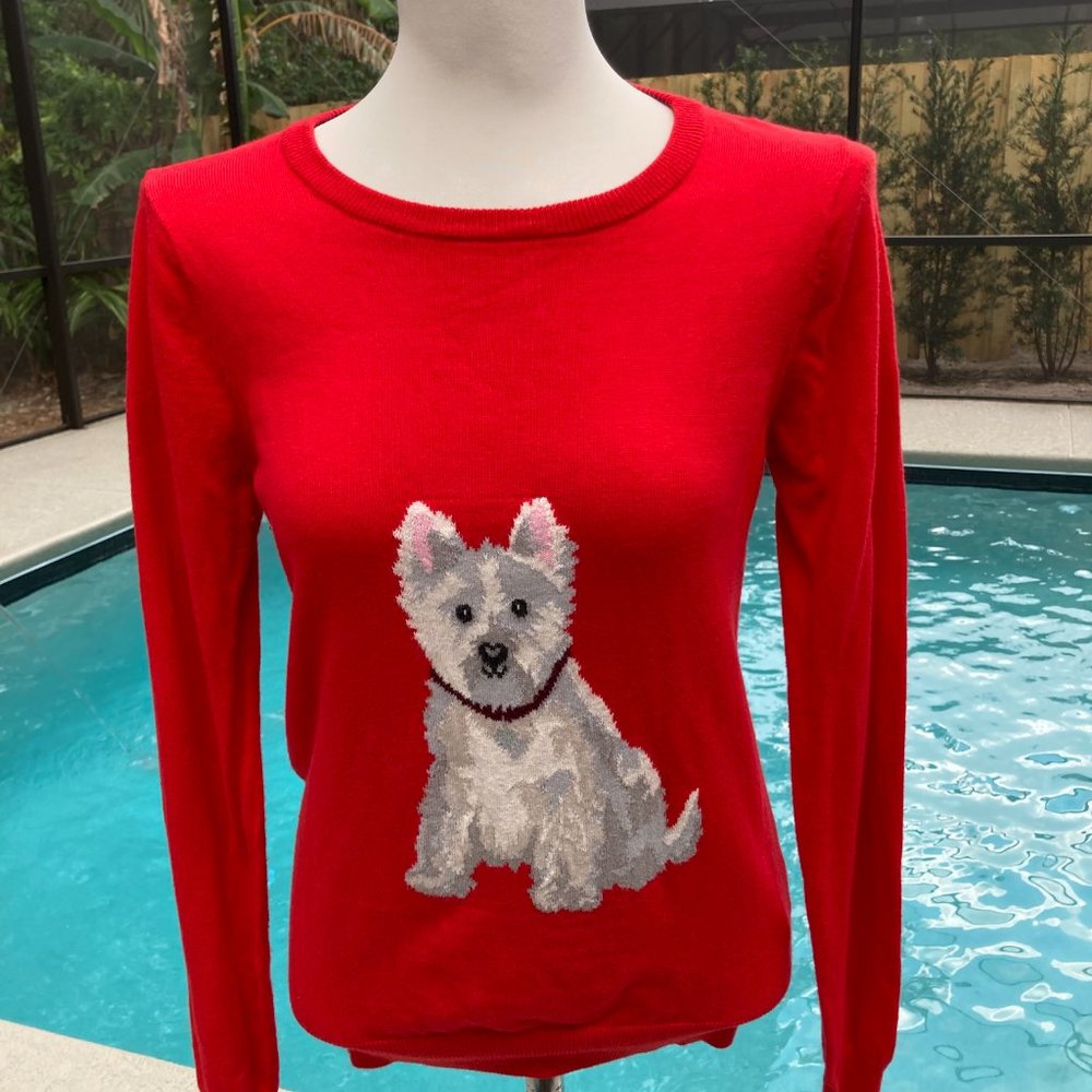 Red Dog Lover Joules Knitwear Miranda Intarsia Red Dog Lightweight Sweater Sze 6